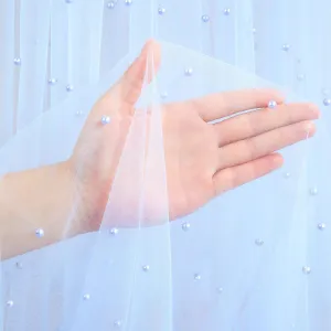 Baby Blue Pearl Tulle Fabric 3 Yard Sheer Mesh Fabric Sewing DIY Crafts for Tutu Skirt Wedding Arch Bridal Veil Bridal Shower Table Runner Party Table Decorations