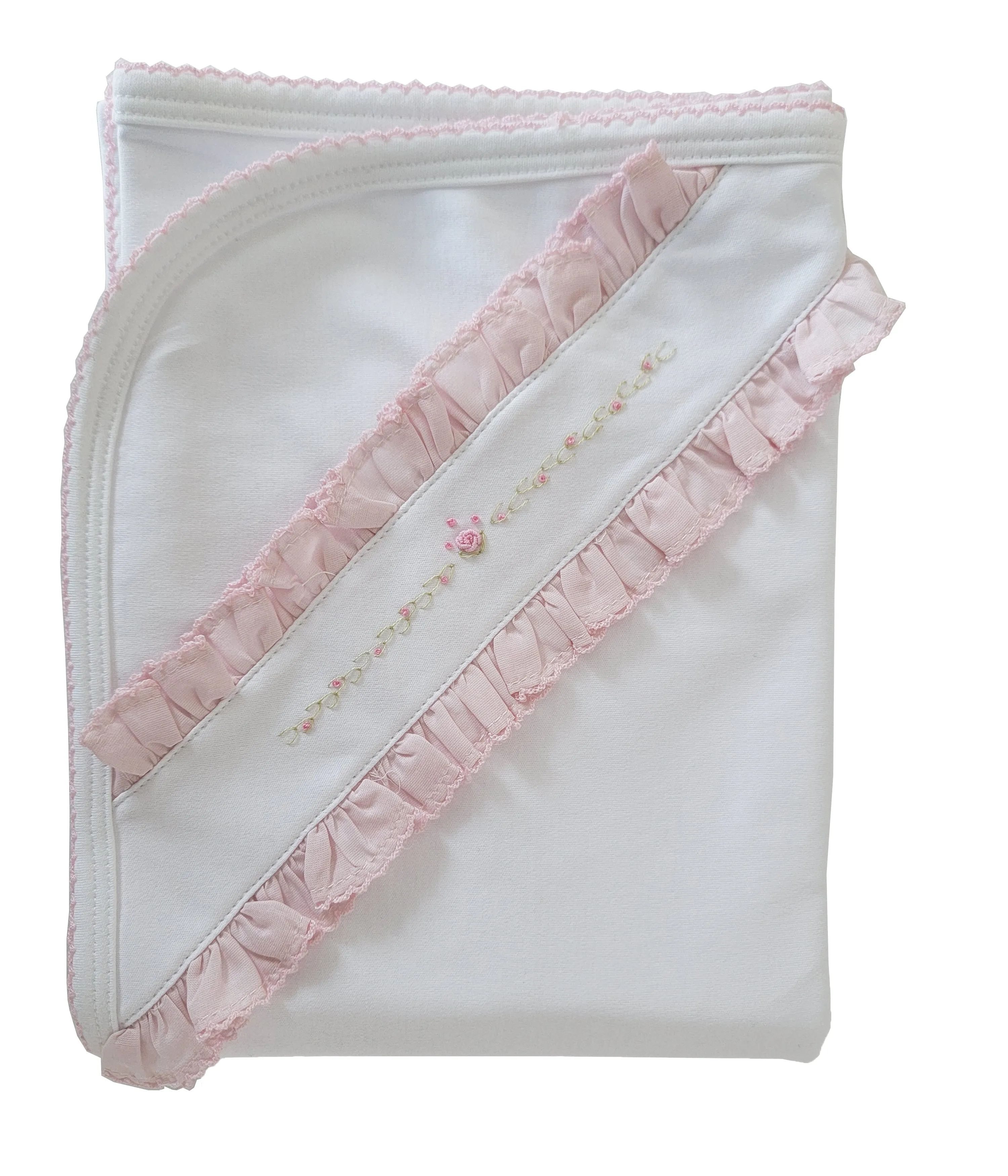 Baby Girl's Heirloom Rosevine Embroidered Blanket