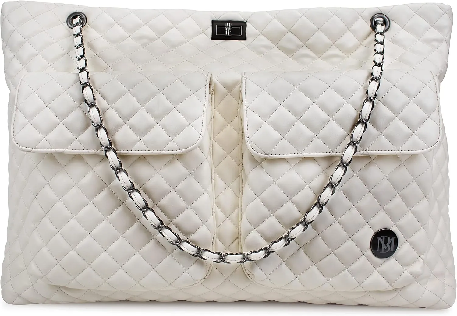 Badgley Mischka Diana Quilted Vegan Leather Tote Weekender Travel Bag