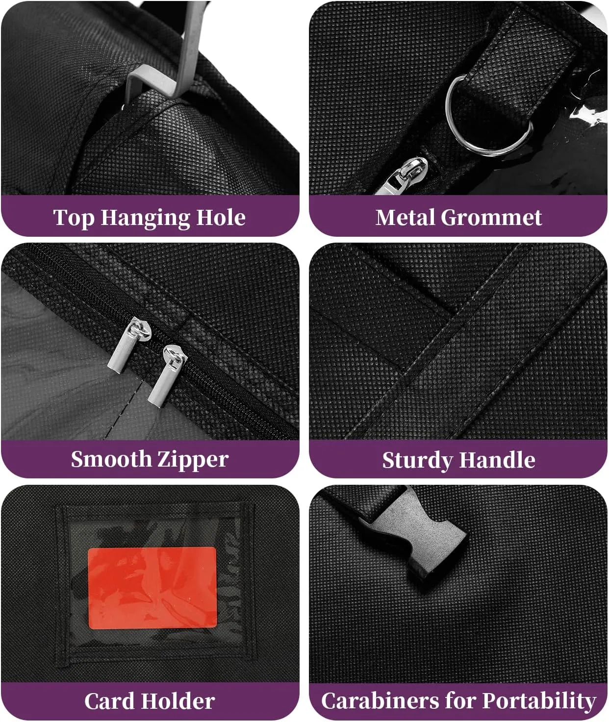 BAG WIZARD 65" Dress Garment Bags for Hanging Clothes, Foldable Hanging Dress Cover for Closet Storage and Traveling with Pockets for Gowns, Dresses, Suits, Uniforms, 2 Packs