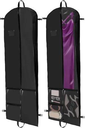 BAG WIZARD 65" Dress Garment Bags for Hanging Clothes, Foldable Hanging Dress Cover for Closet Storage and Traveling with Pockets for Gowns, Dresses, Suits, Uniforms, 2 Packs