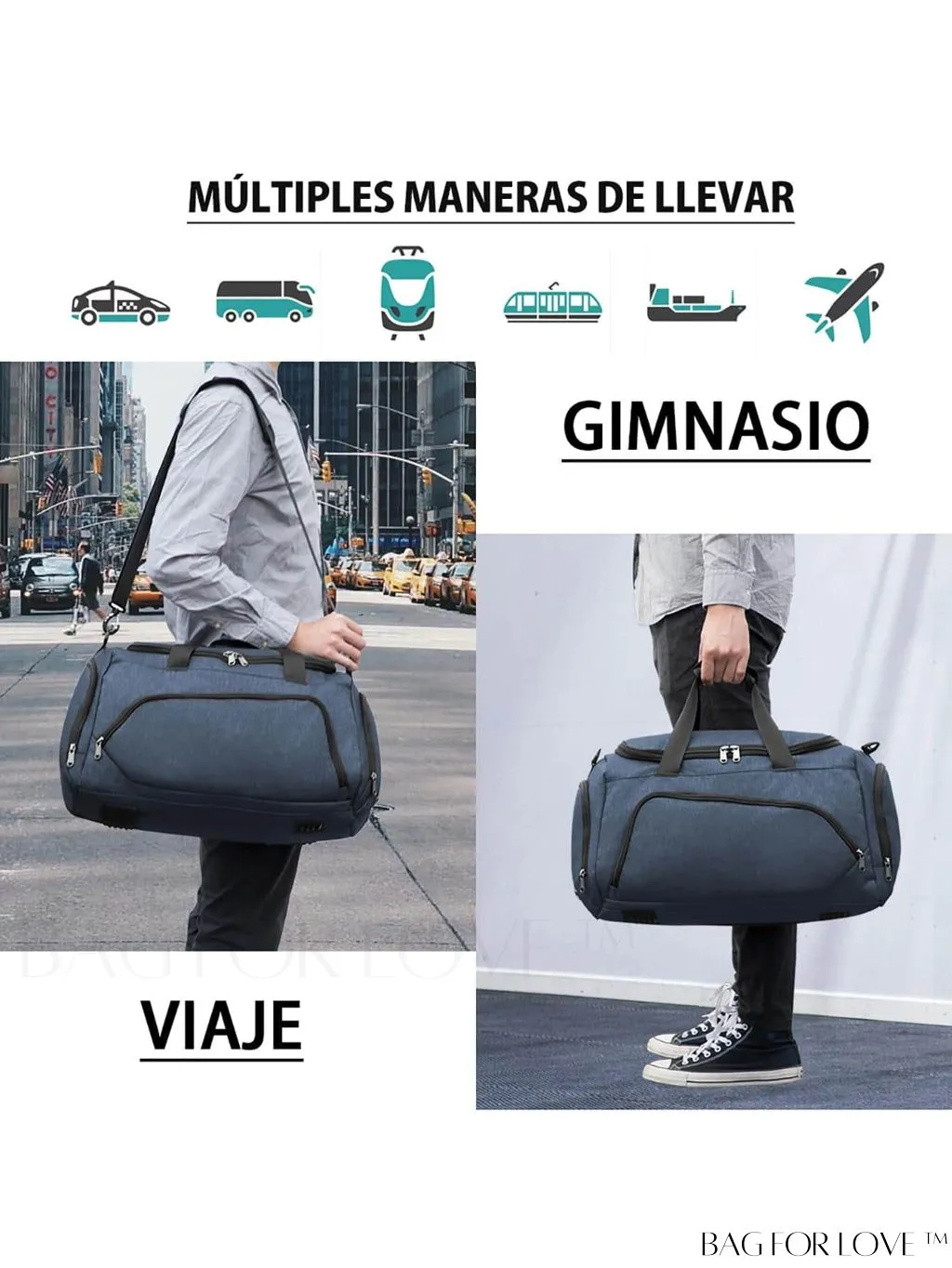 BagForLove - 40L Gym Duffle Bag: Unisex Sports Bag with Wet Pocket, Shoe Compartment & Toiletry Bag