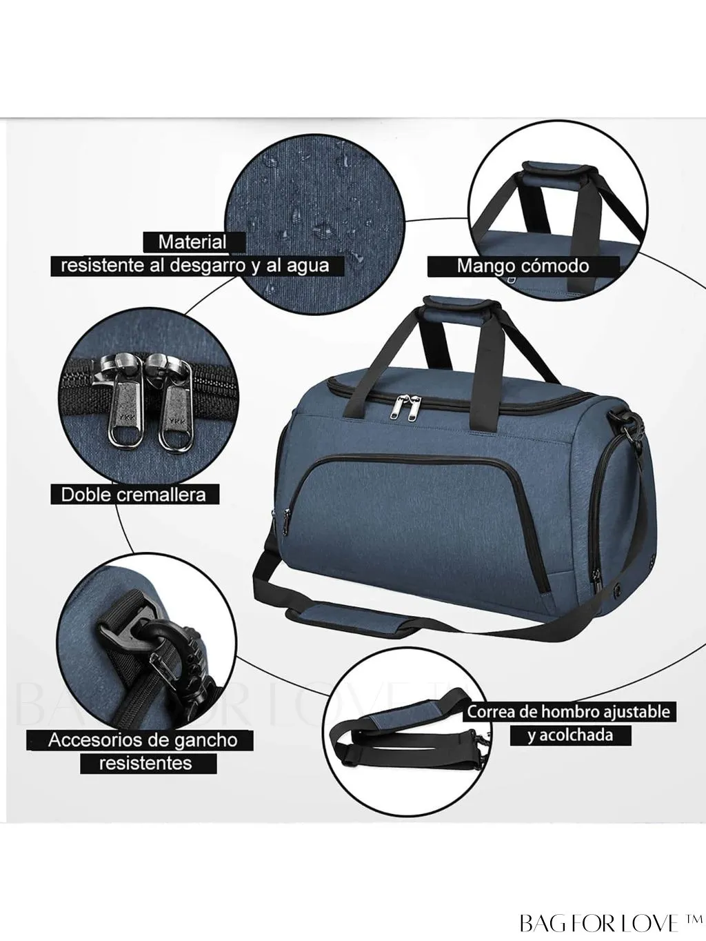 BagForLove - 40L Gym Duffle Bag: Unisex Sports Bag with Wet Pocket, Shoe Compartment & Toiletry Bag