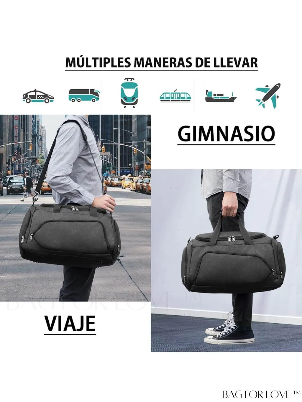 BagForLove - 40L Gym Duffle Bag: Unisex Sports Bag with Wet Pocket, Shoe Compartment & Toiletry Bag
