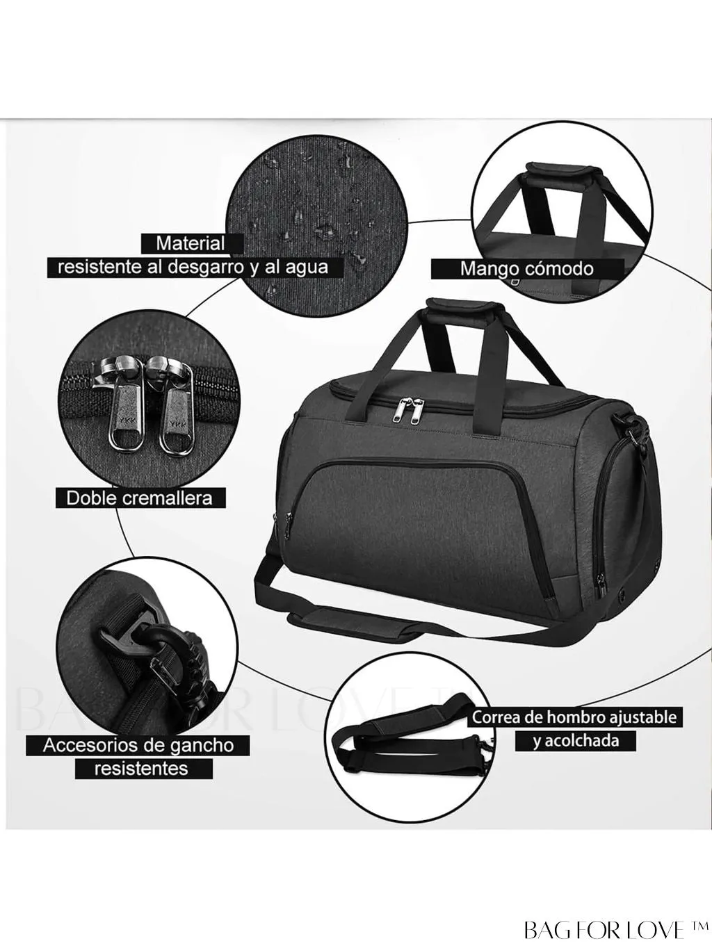 BagForLove - 40L Gym Duffle Bag: Unisex Sports Bag with Wet Pocket, Shoe Compartment & Toiletry Bag