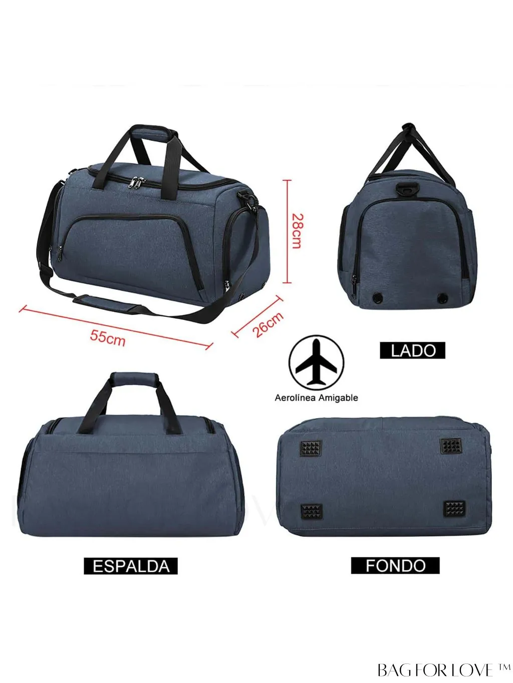 BagForLove - 40L Gym Duffle Bag: Unisex Sports Bag with Wet Pocket, Shoe Compartment & Toiletry Bag