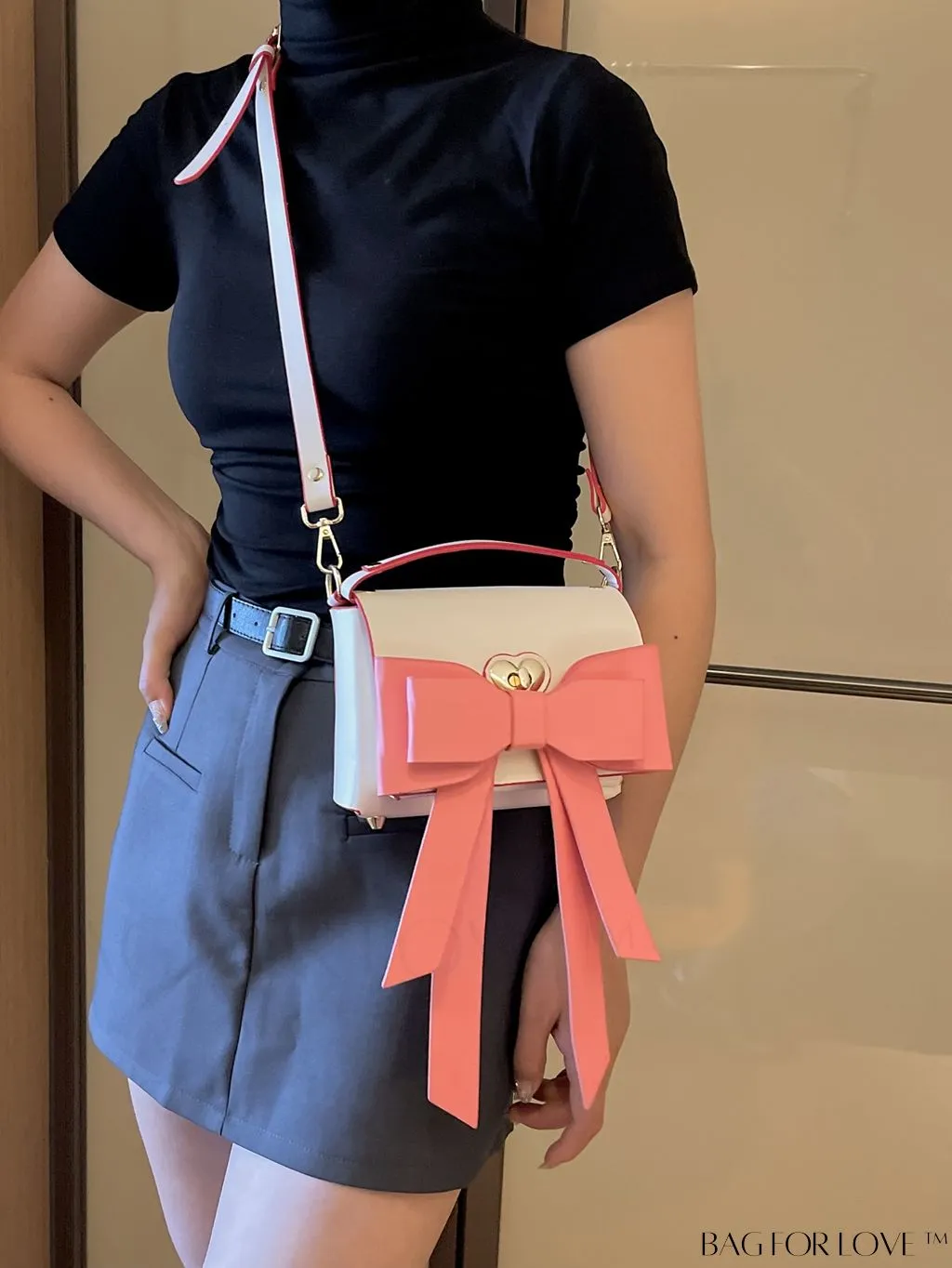 BagForLove - Stylish Mini Handbag with Adjustable Strap and Bowknot Decoration