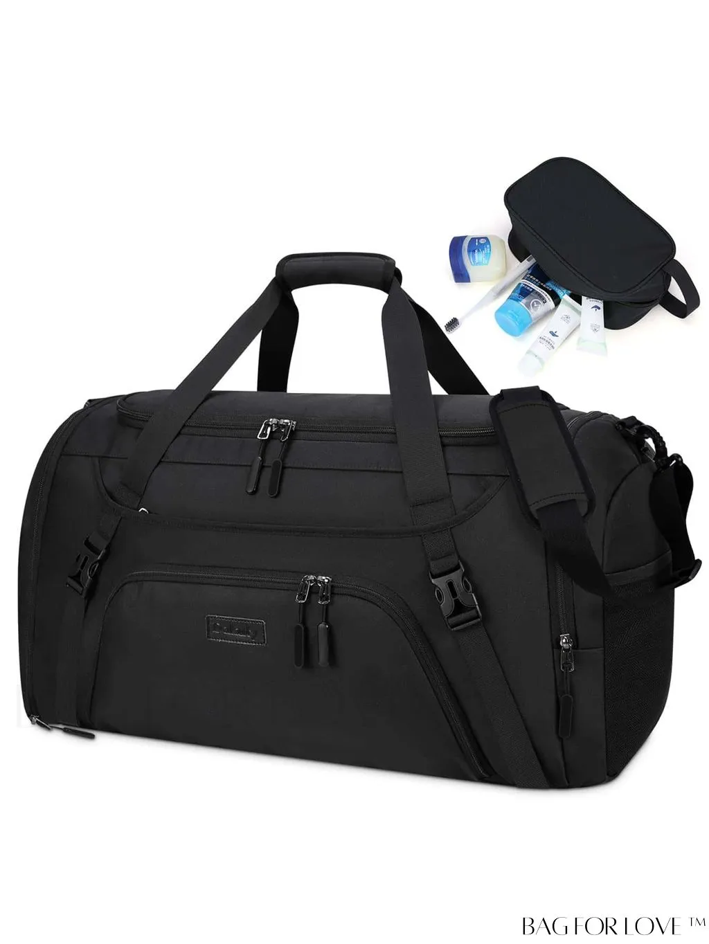 BagForLove - Waterproof Gym Duffle Bag - 40L Sports Travel Bag with Shoe Compartment and Toiletry Bag