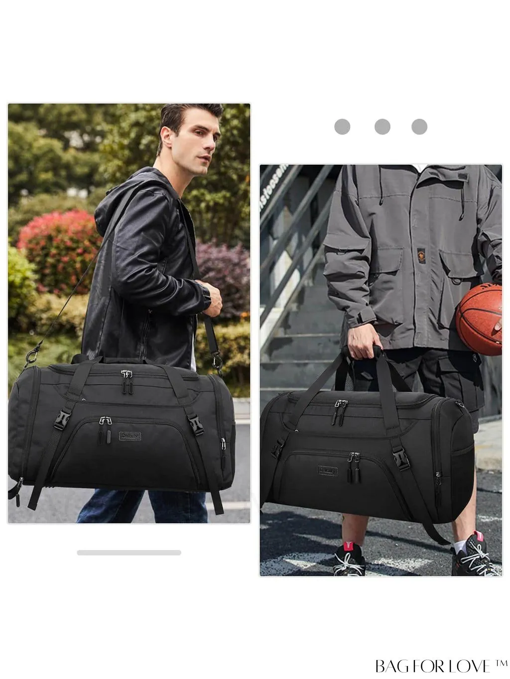 BagForLove - Waterproof Gym Duffle Bag - 40L Sports Travel Bag with Shoe Compartment and Toiletry Bag