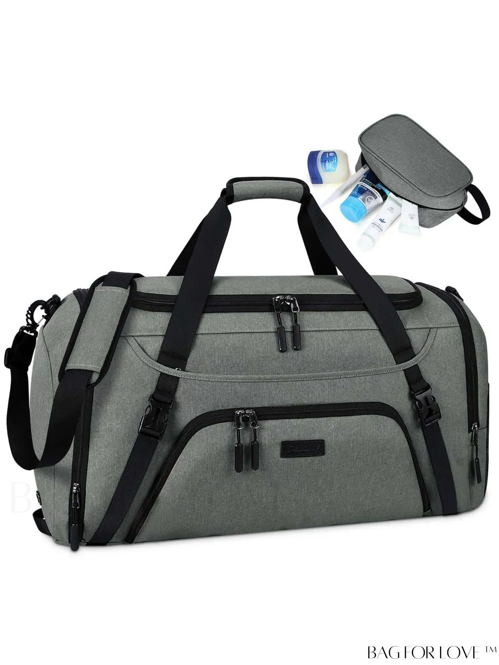 BagForLove - Waterproof Gym Duffle Bag - 40L Sports Travel Bag with Shoe Compartment and Toiletry Bag