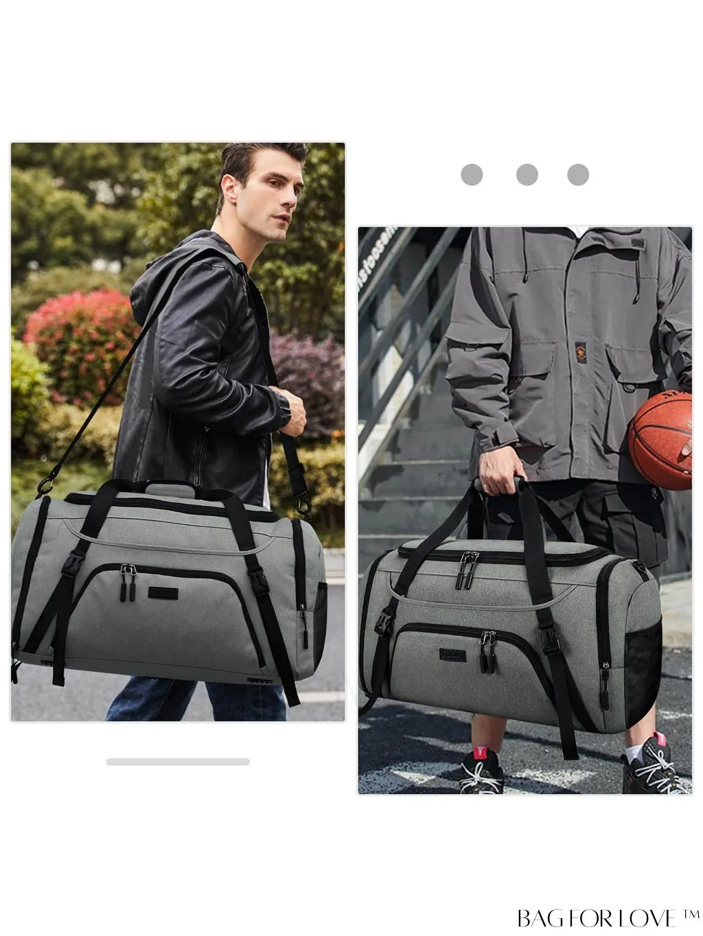 BagForLove - Waterproof Gym Duffle Bag - 40L Sports Travel Bag with Shoe Compartment and Toiletry Bag