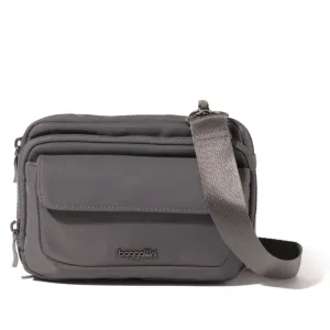Baggallini Modern Double Zip Crossbody – Smoke Twill