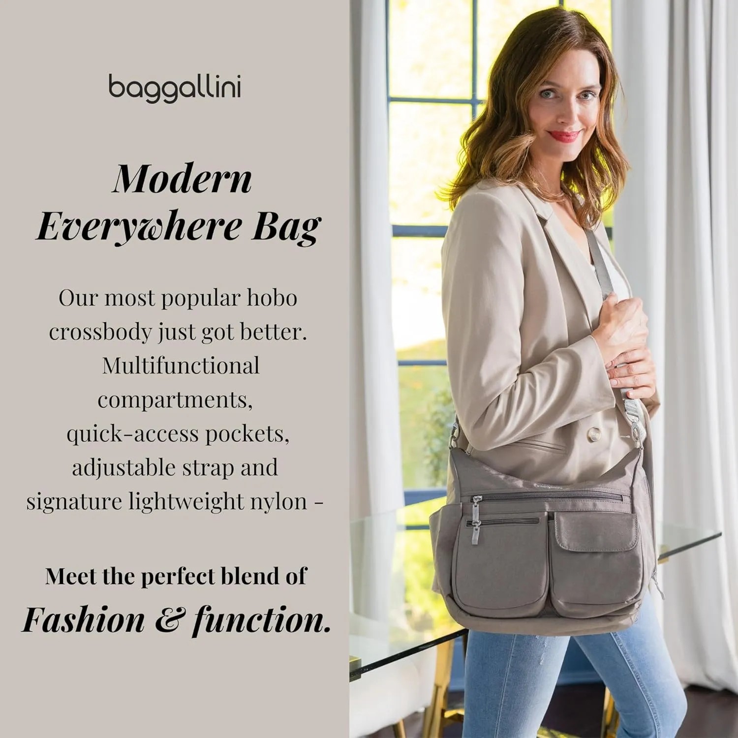 Baggallini Modern Everywhere Crossbody Women 11x9x4.5 RFID Hobo Bag