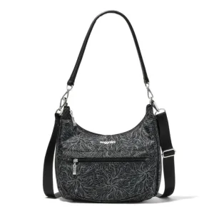 Baggallini Modern Pocket Midnight Blossom Print Half Moon Bag (Women's)