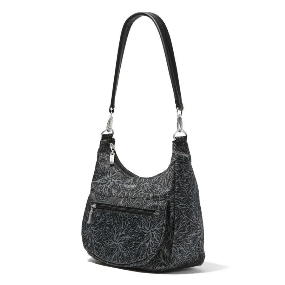 Baggallini Modern Pocket Midnight Blossom Print Half Moon Bag (Women's)