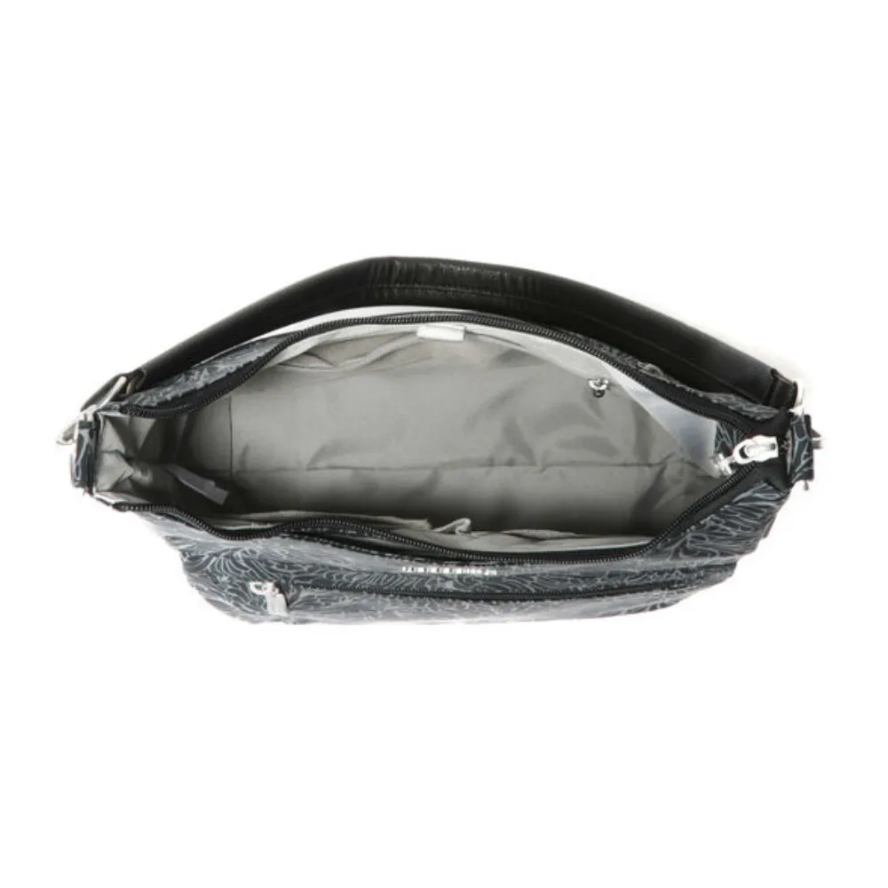 Baggallini Modern Pocket Midnight Blossom Print Half Moon Bag (Women's)