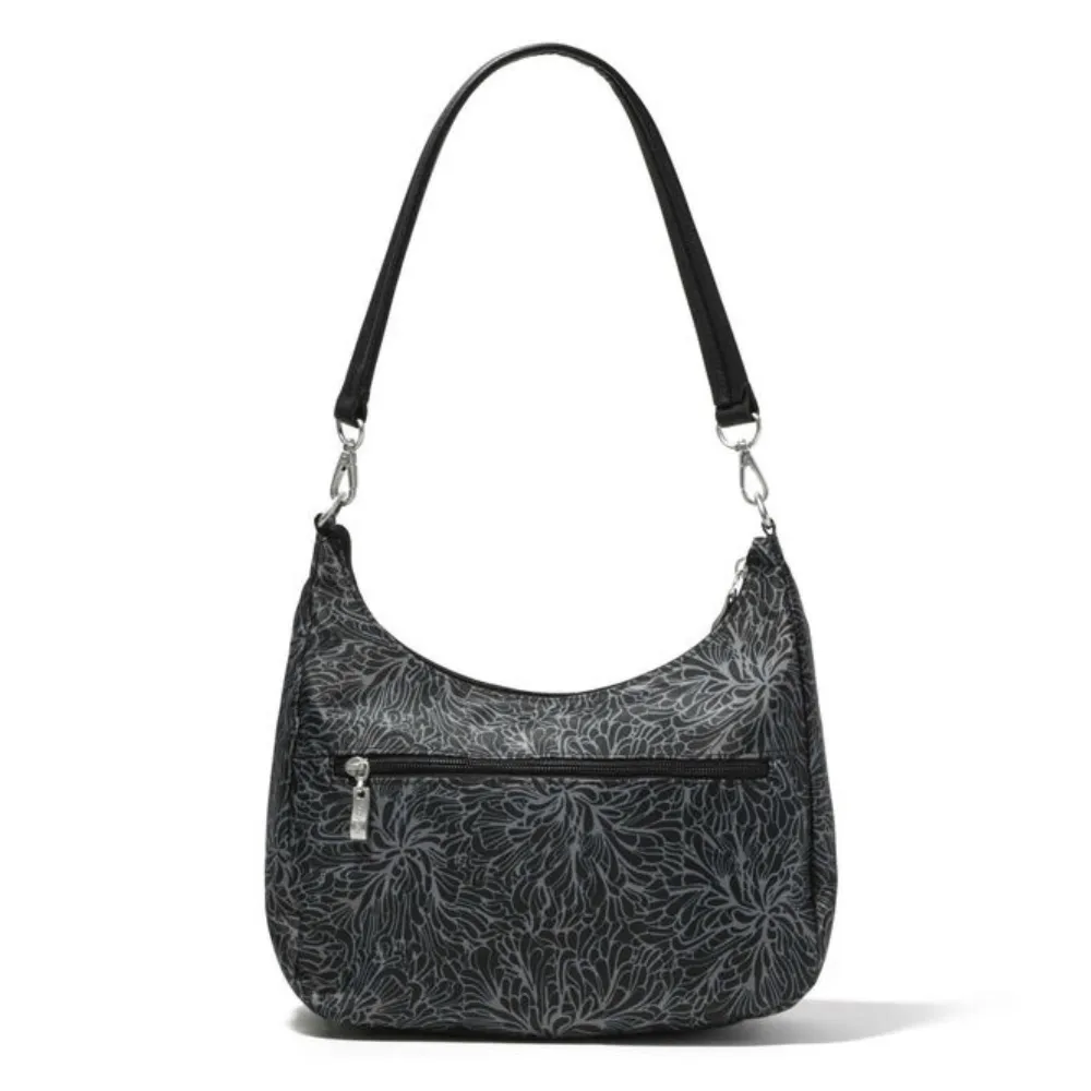 Baggallini Modern Pocket Midnight Blossom Print Half Moon Bag (Women's)
