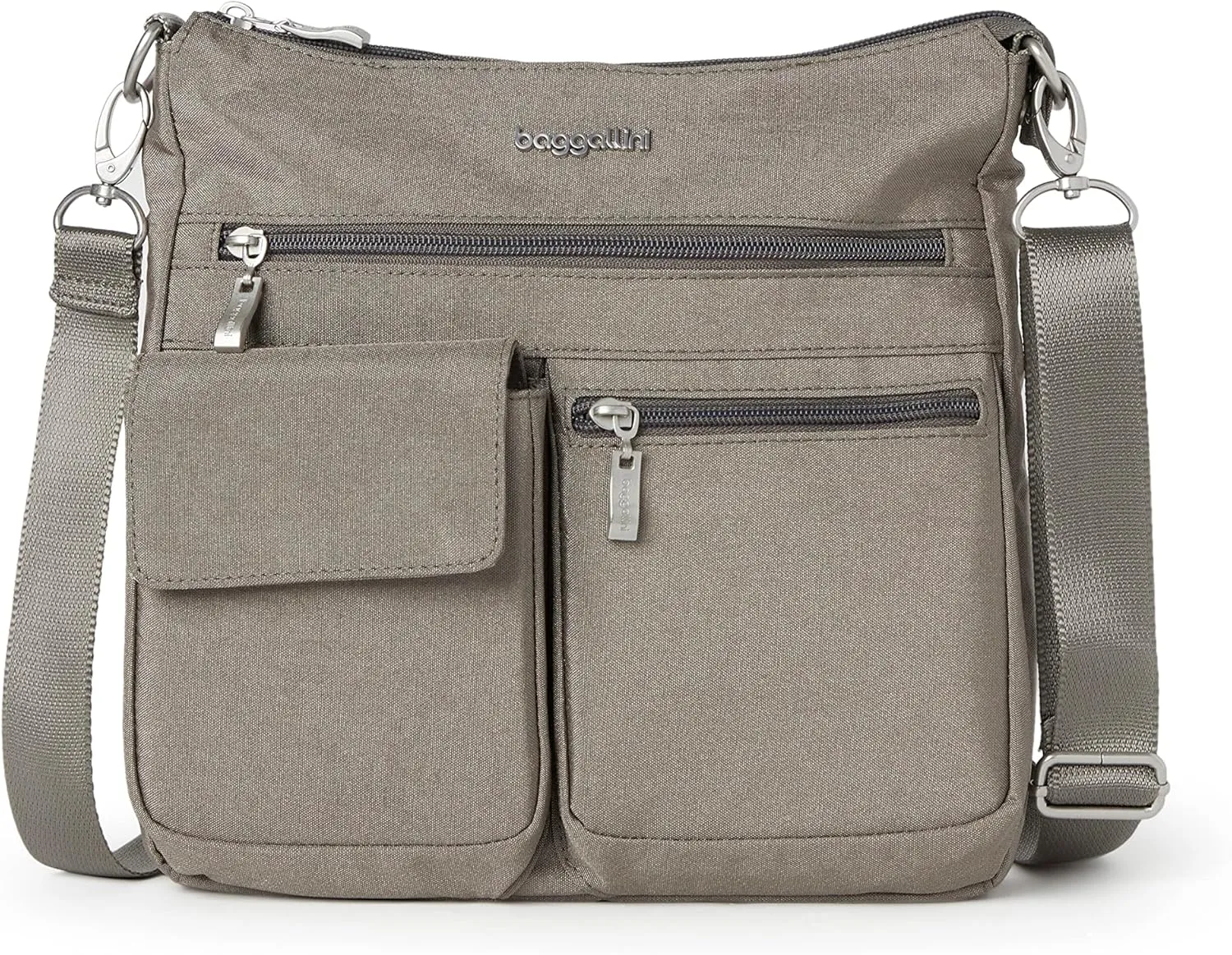 Baggallini womens Modern Everywhere Slim Crossbody, Sterling Shimmer, One Size US