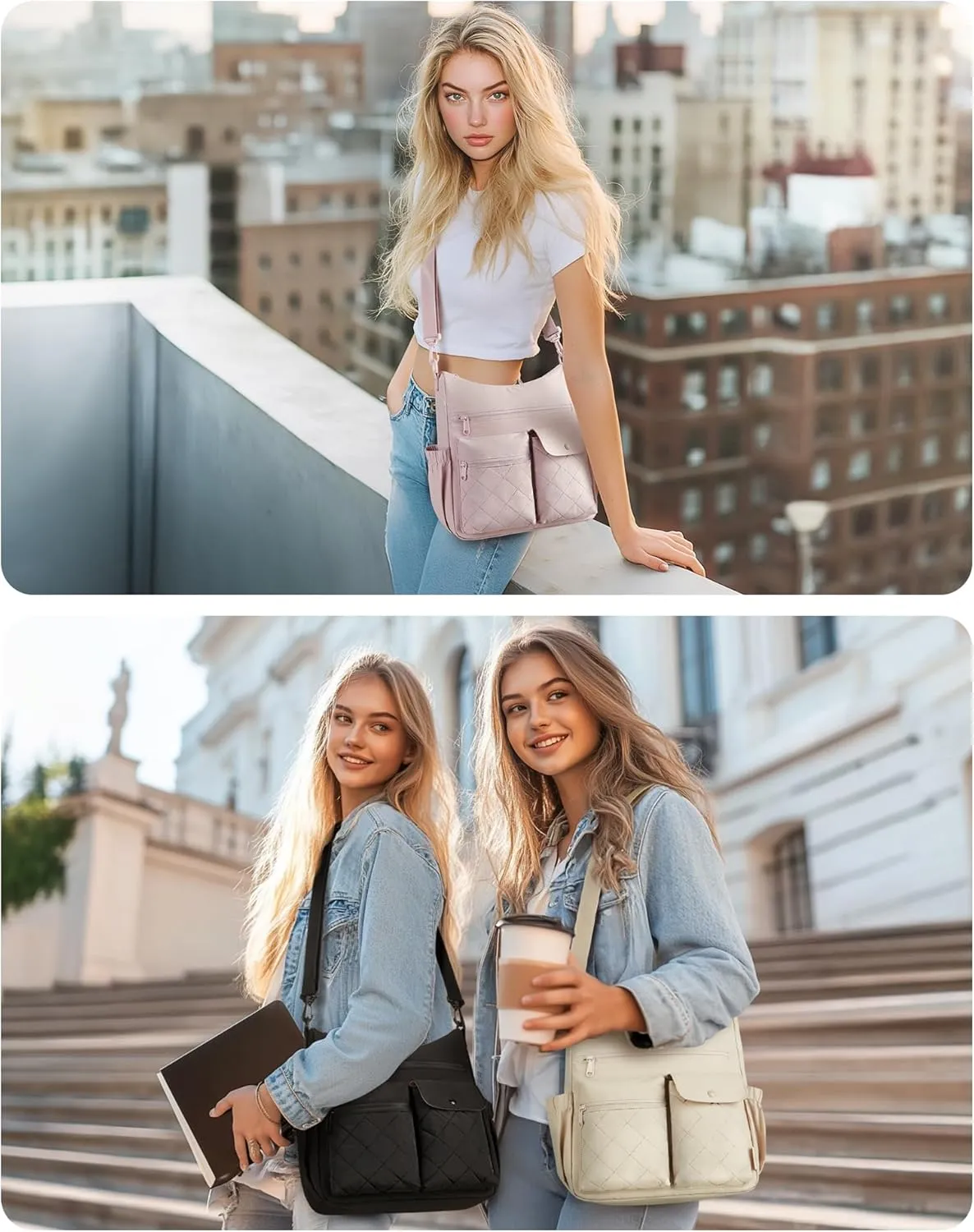 BAGSMART Crossbody Bags for Women, Puffy Handbags Shoulder Purses for Women, Travel Tote Bag with Multi Pockets