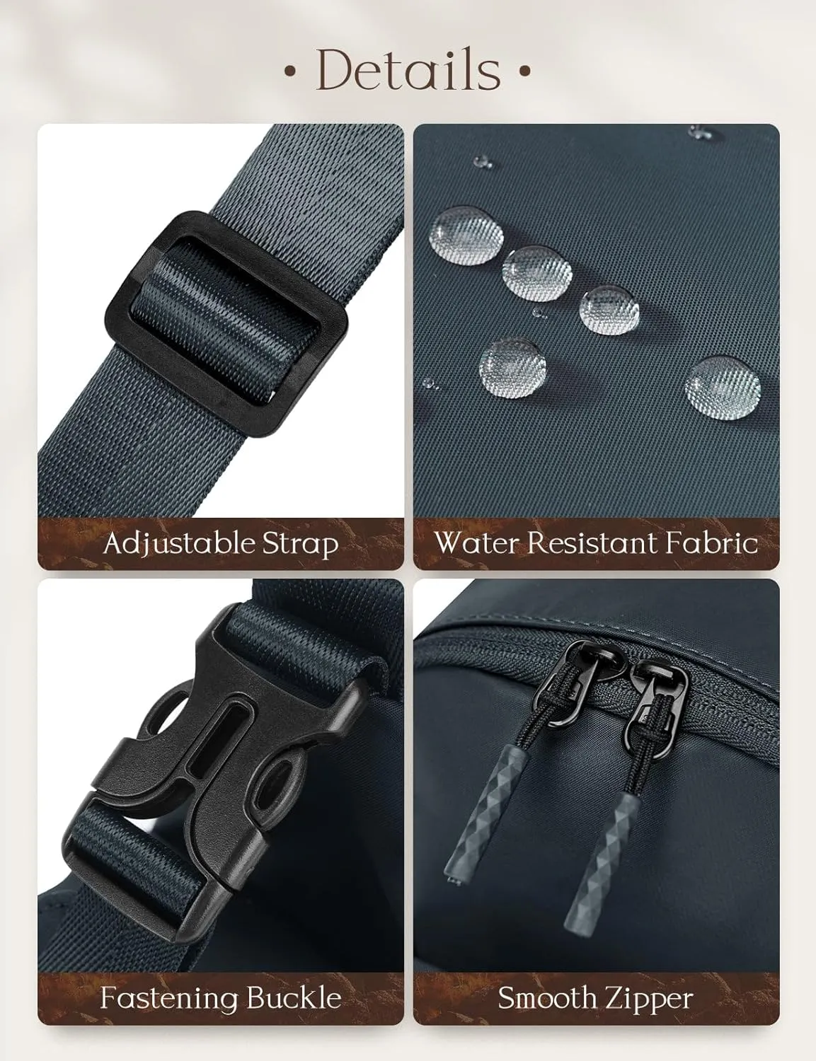 baleaf Daily Sling Bag Crossbody Backpack Adjustable Strap Shoulder Chest Daypack Casual Traveling Hiking Daily Dark Grey