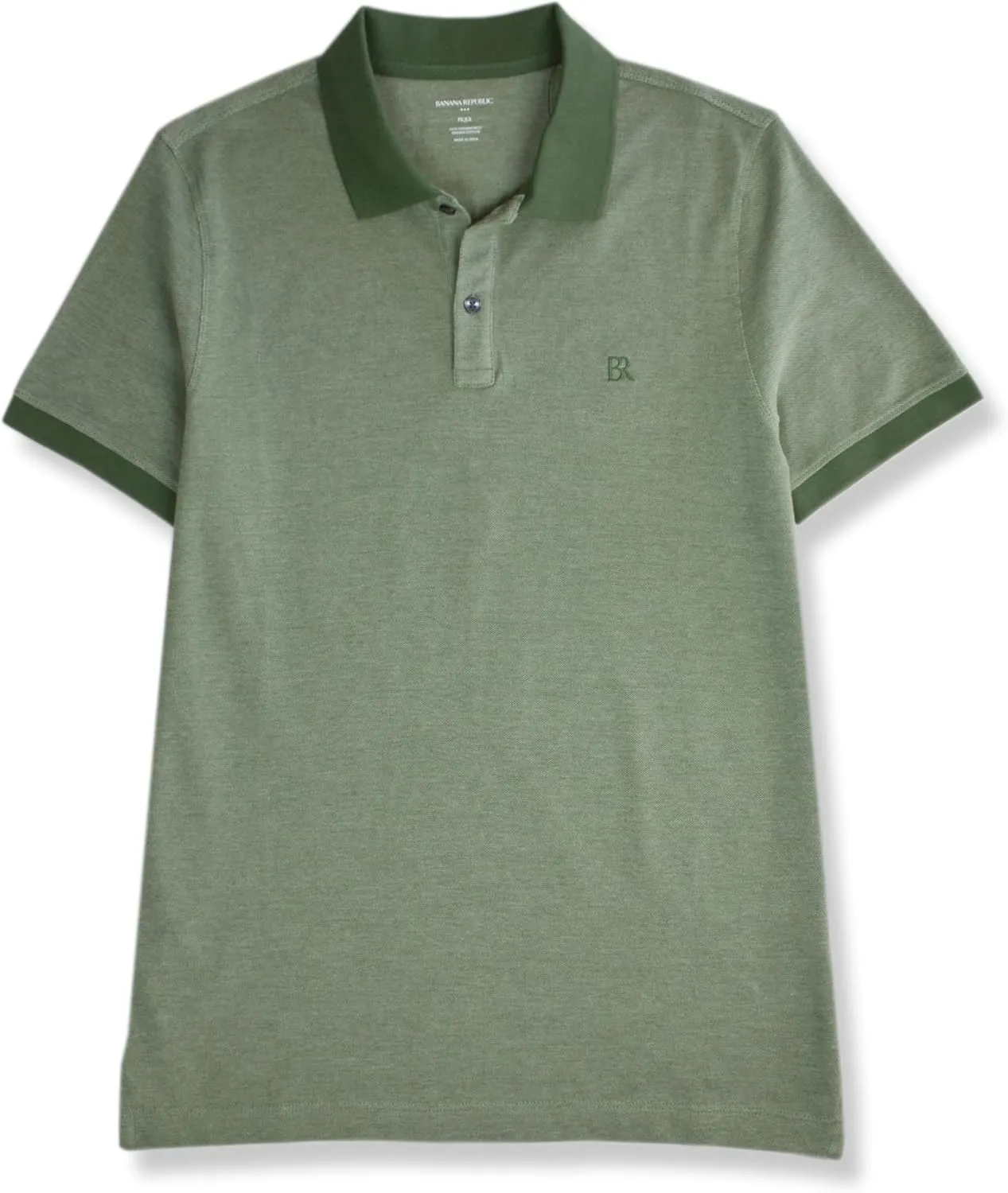 Banana Republic Mens 719664 Standard Fit Pique Mesh All Cotton Monogram Polo Shirt