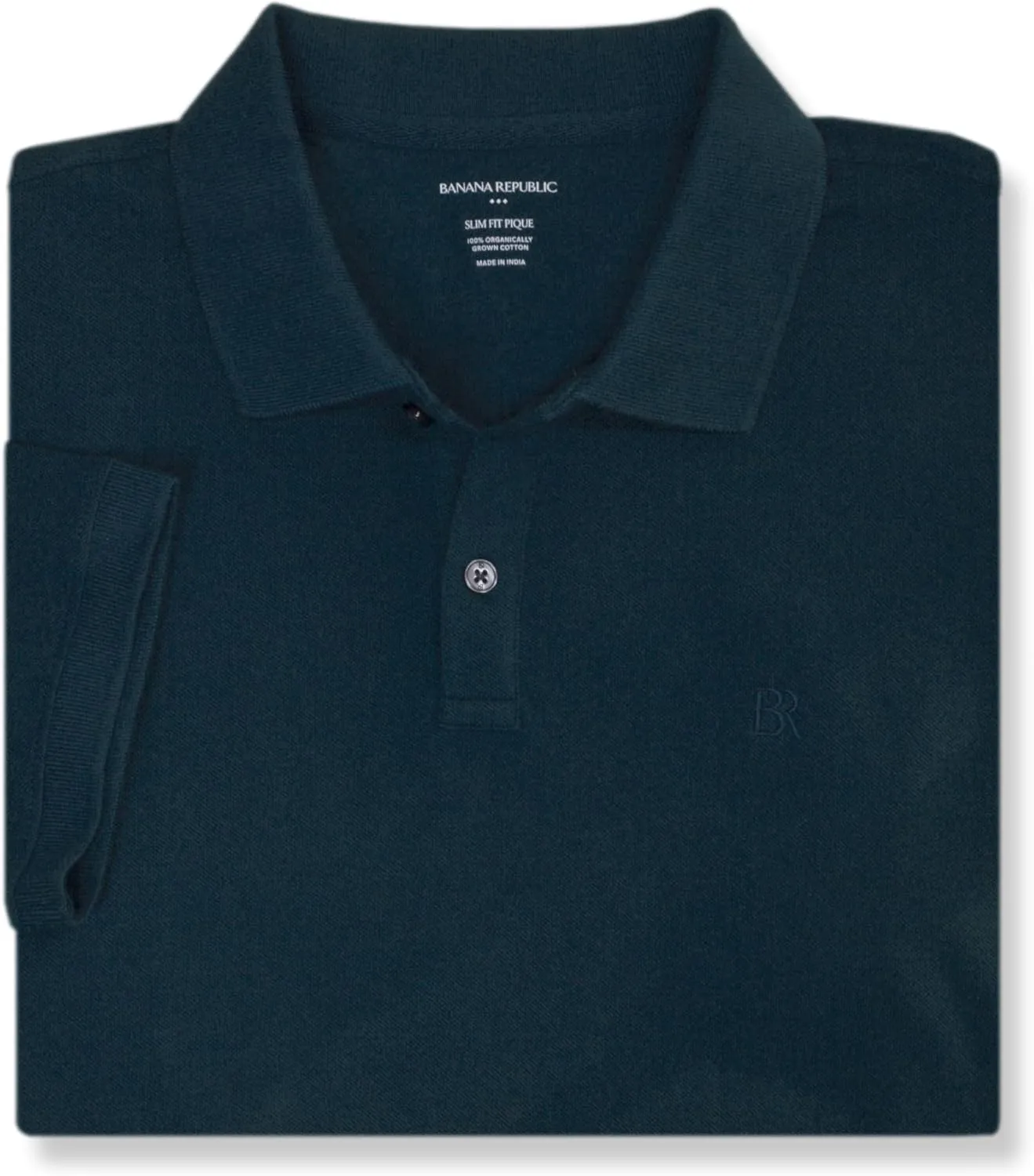 Banana Republic Mens Slim Fit Pique Mesh Organic Cotton Monogram Polo Shirt