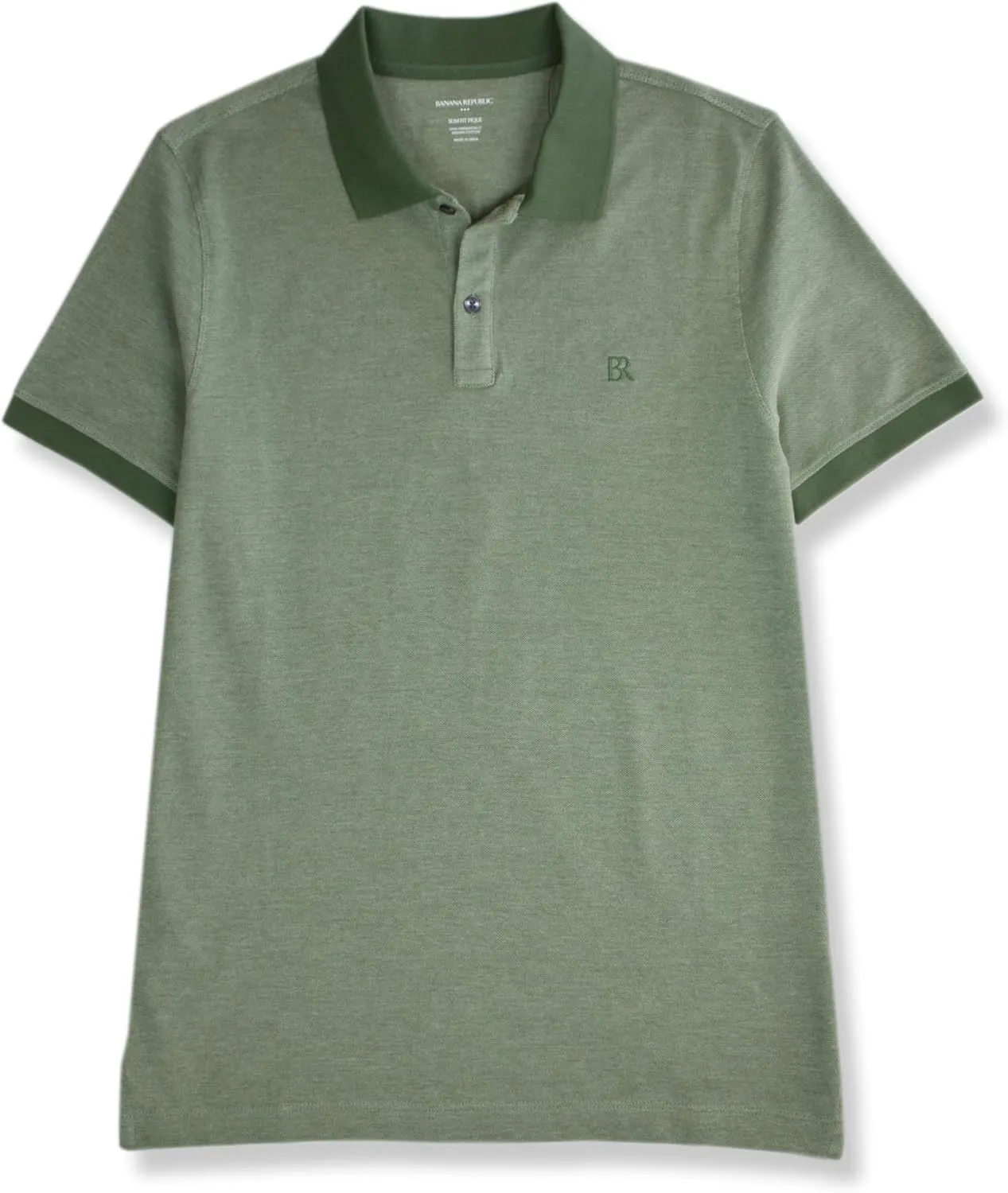 Banana Republic Mens Slim Fit Pique Mesh Organic Cotton Monogram Polo Shirt