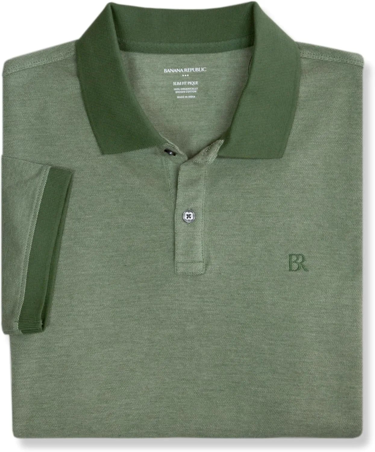 Banana Republic Mens Slim Fit Pique Mesh Organic Cotton Monogram Polo Shirt