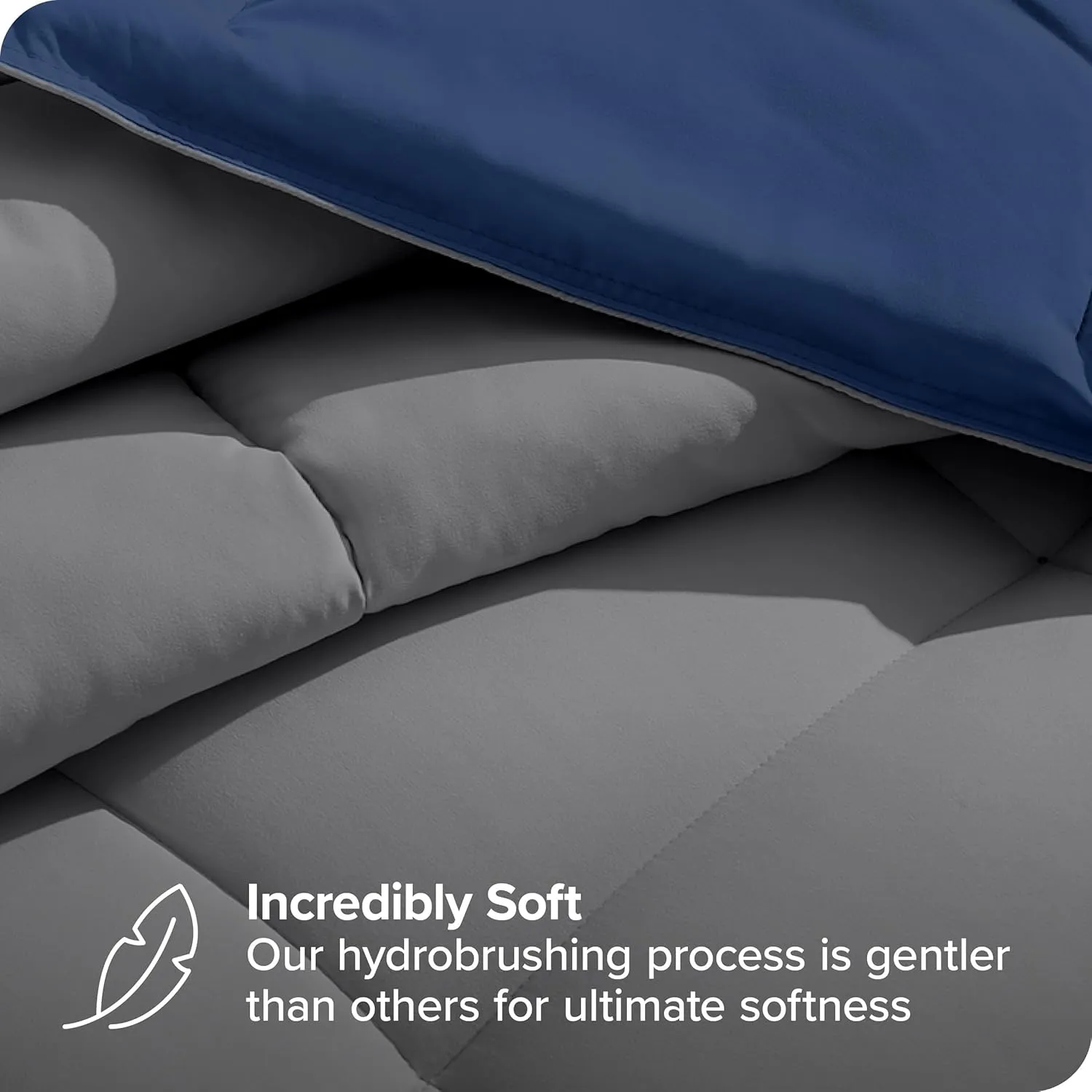Bare Home Reversible Bed-in-A-Bag Comforter & Sheet Set - Full Extra Long - Down Alternative - Soft - Bedding Set (Full XL, Dark Blue/Grey, Grey)