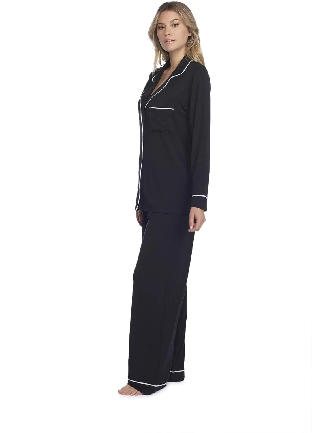 Barefoot Dreams Women's Luxe Milk Jersey Piped Pajama Set