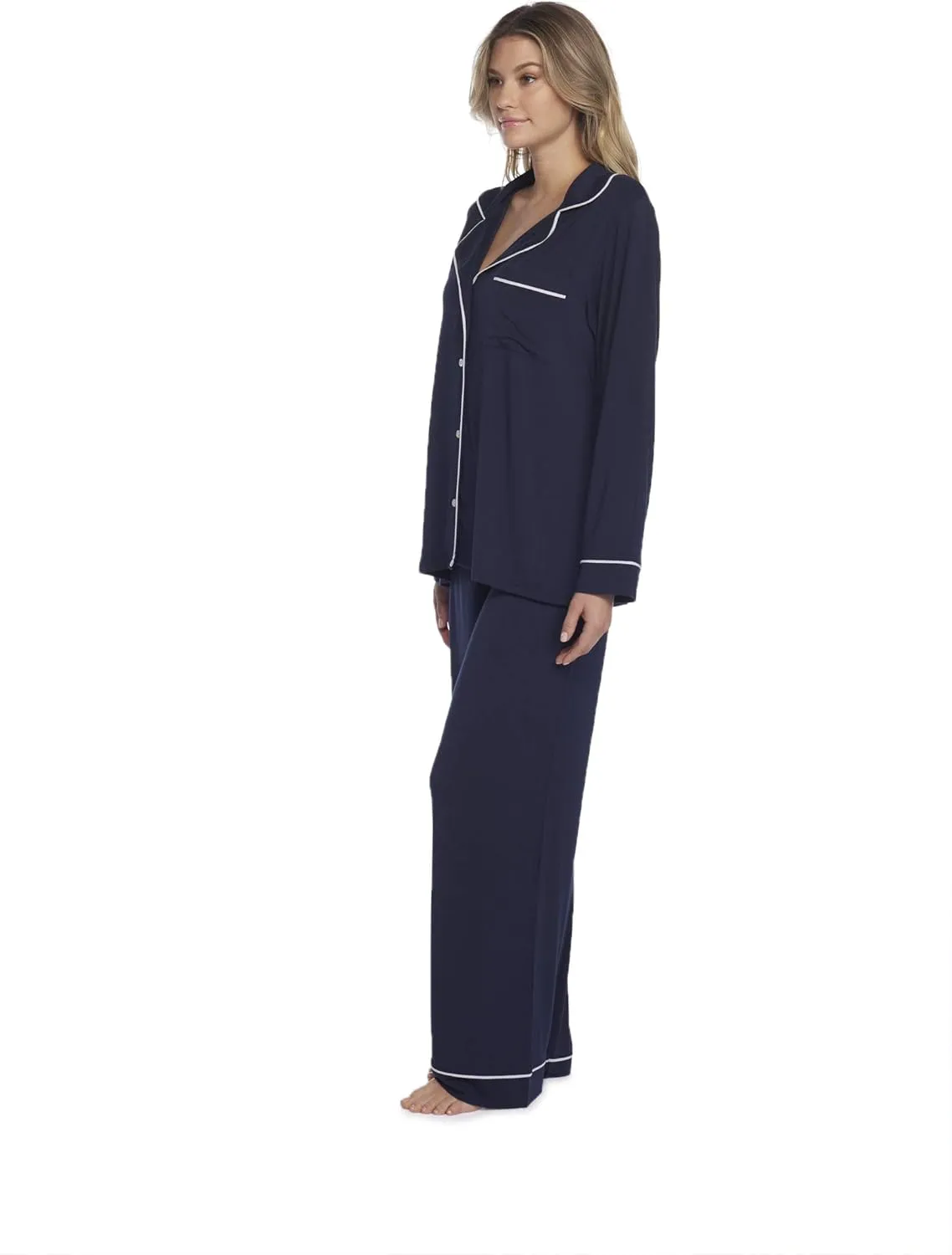 Barefoot Dreams Women's Luxe Milk Jersey Piped Pajama Set