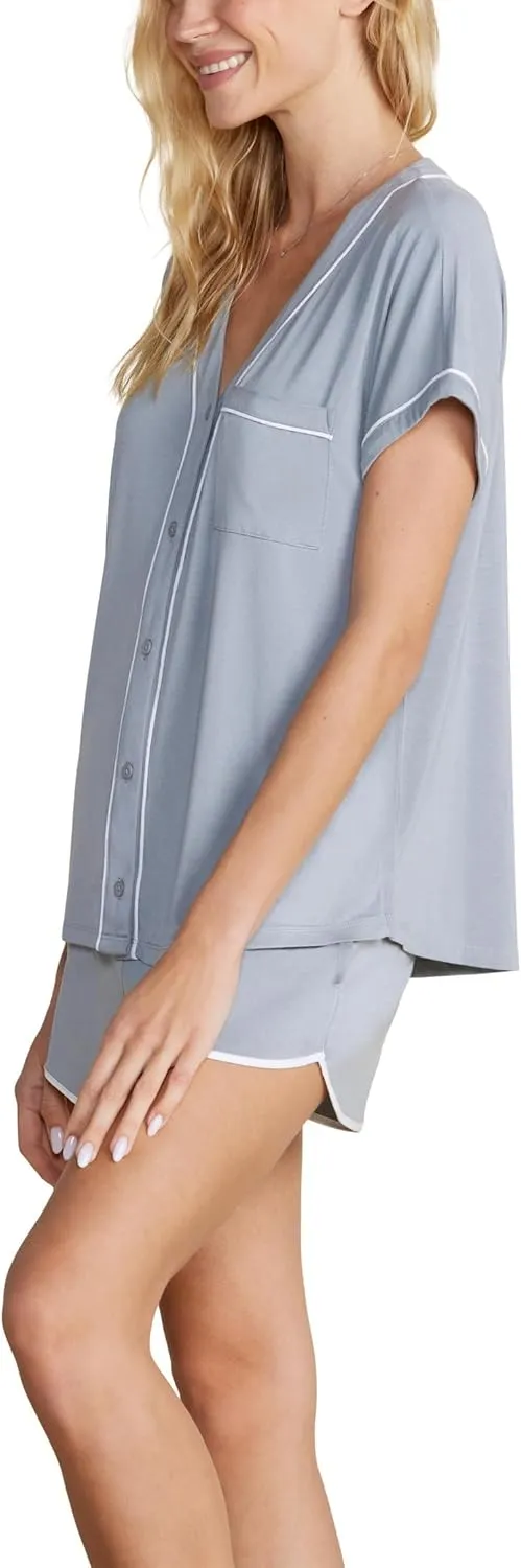 Barefoot Dreams Women's Malibu Collection Soft Jersey Piped Lounge Set