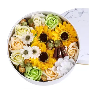 Bath Soap Rose Flower Valentine's Day Gift, Floral Scented Flower Shaped Soap Sun Flowers Petals for Bath, Decorative Soap Plant Essential Oil Bouquet Gift Box for Women Mom Mothers Day
