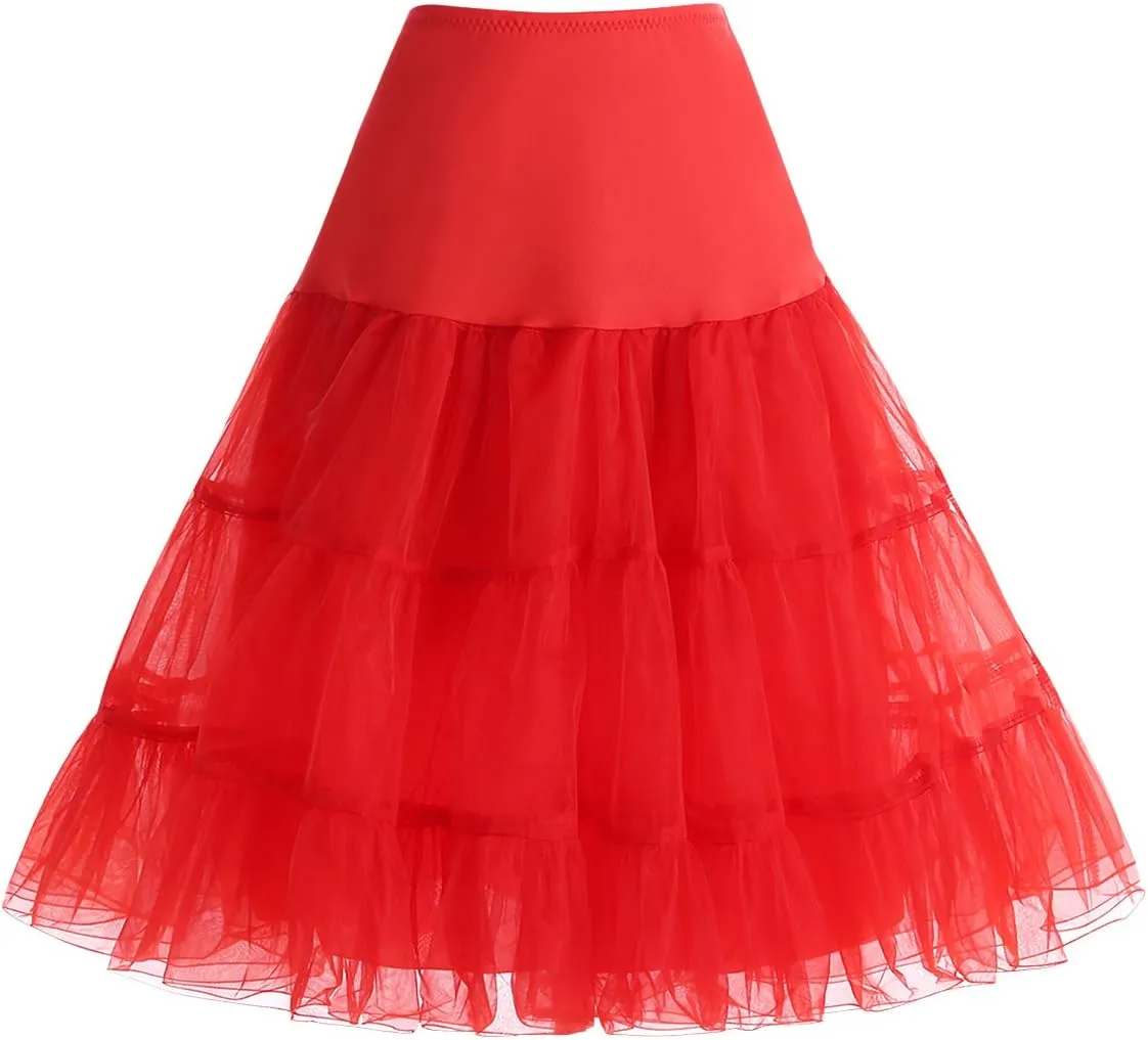 Bbonlinedress Women's 50s Petticoat Skirt Vintage Tutu Crinoline Underskirt 25"