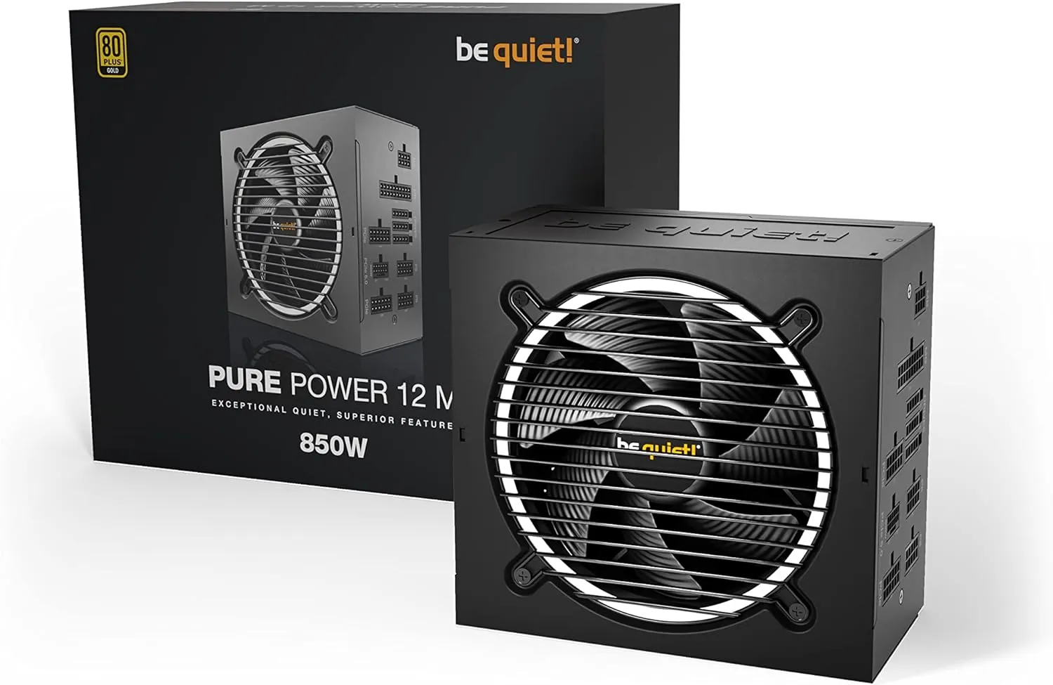 be quiet! Pure Power 12 M 850W 80 Plus Gold Modular Power Supply | | ATX 3.1 Compliant | PCIe 5.0 GPUs and GPUs with 6 2 pin connectors | 12VHPWR Cable Included | Silent 120mm be quiet! Fan | BN505