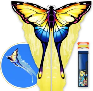 Beautiful Yellow Tulle Butterfly for Kids & Adults,Easy to Fly with Kites for Beach Trip Park Family Outdoor Games and Activities