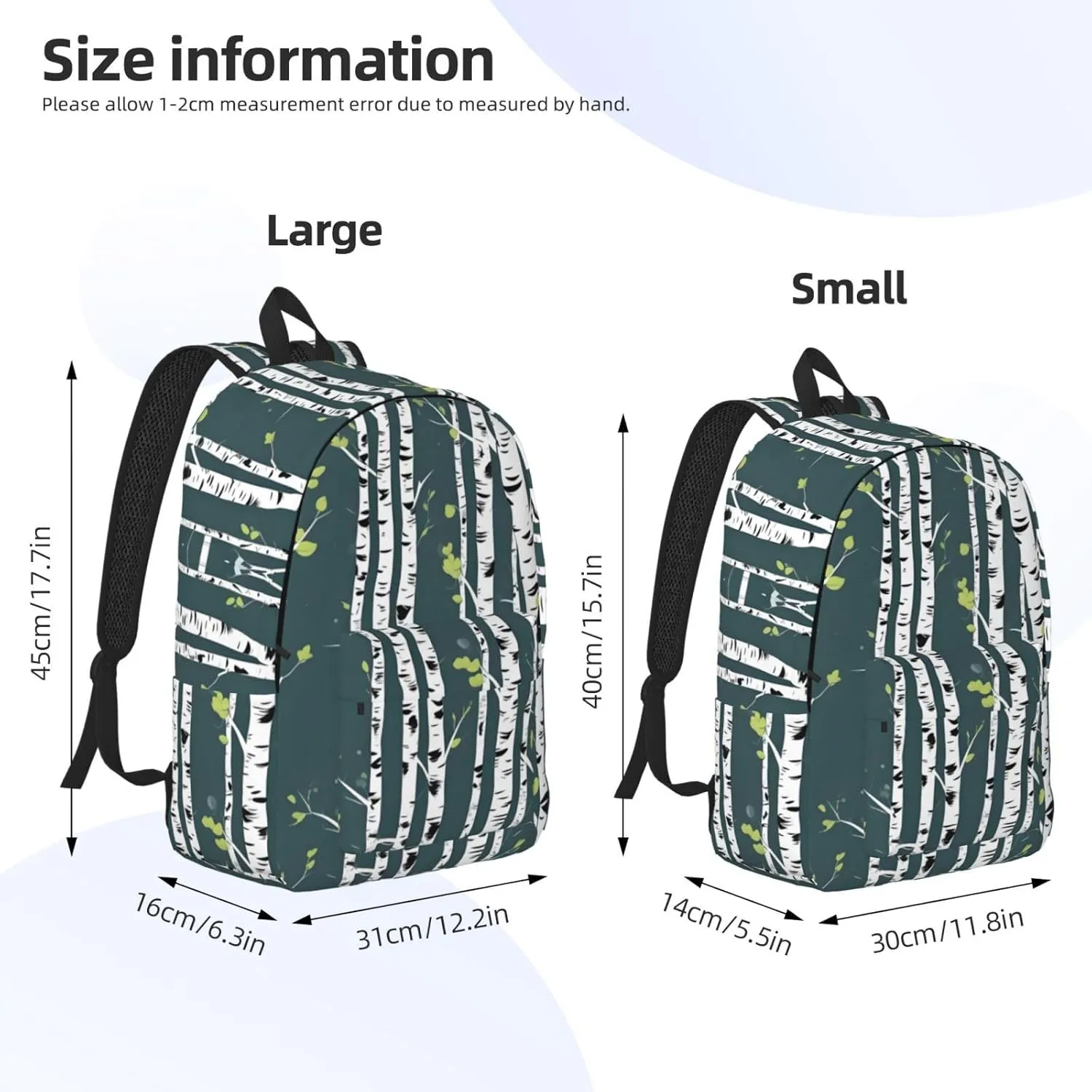 Beauty Birch Tree Print Canvas Laptop Backpack Outdoor Casual Travel Bag Daypack Book Bag For Men Women