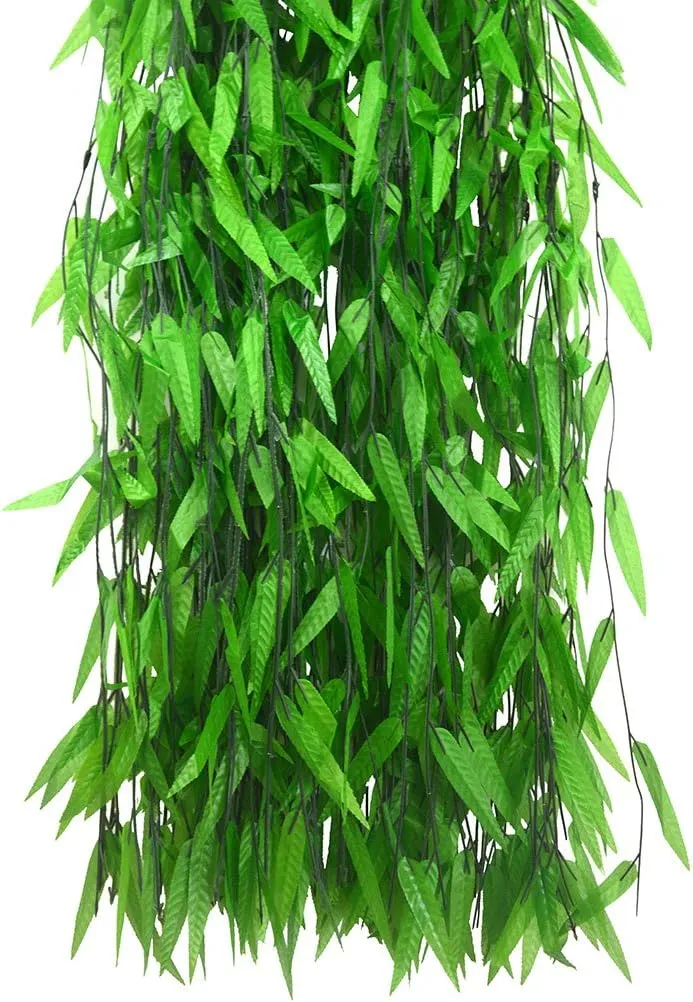 Beebel 50 Strands Artificial Vine Fake Leaves Silk Willow Rattan Wicker Twig for Jungle Party Supplies