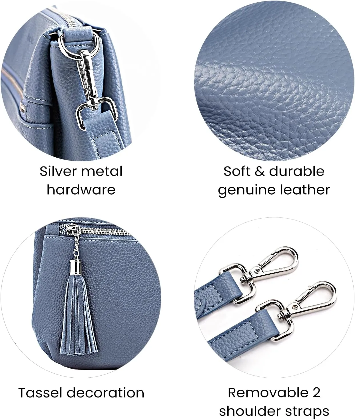 befen Genuine Leather Crossbody Hobo Purses for Women, Ladies Shoulder Bags Handbags with 2 Shoulder Straps