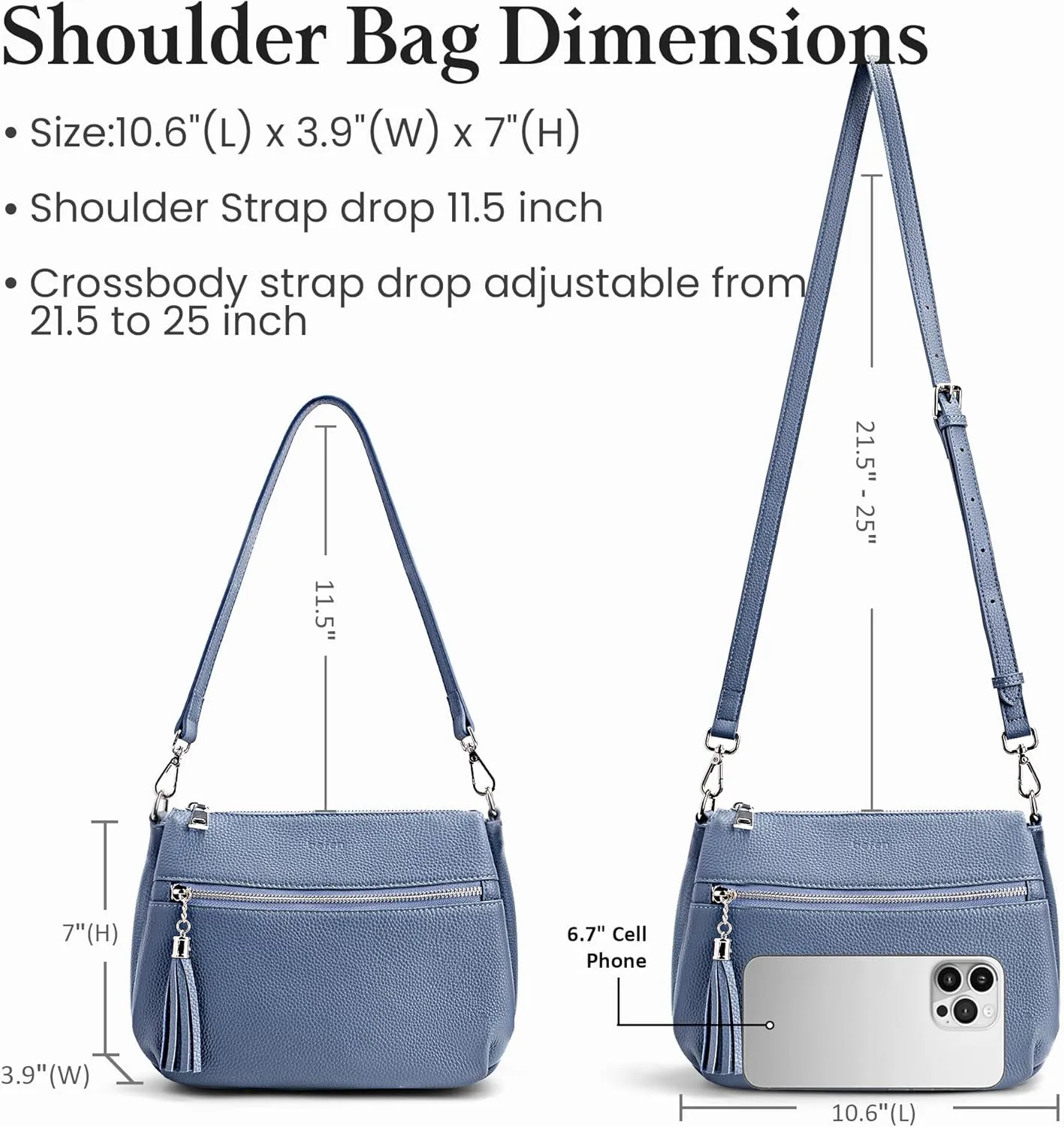 befen Genuine Leather Crossbody Hobo Purses for Women, Ladies Shoulder Bags Handbags with 2 Shoulder Straps