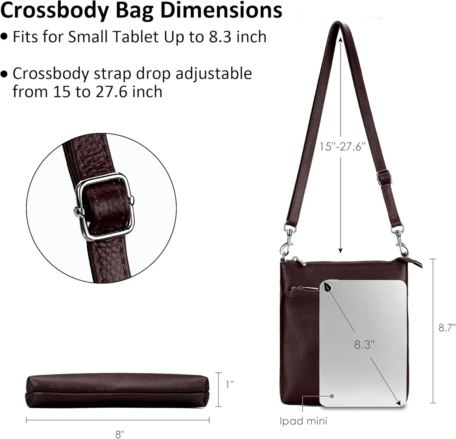 befen Genuine Leather Small Crossbody Purses for Women Travel Cross Body Bags Lightweight with Adjustable Shoulder Strap