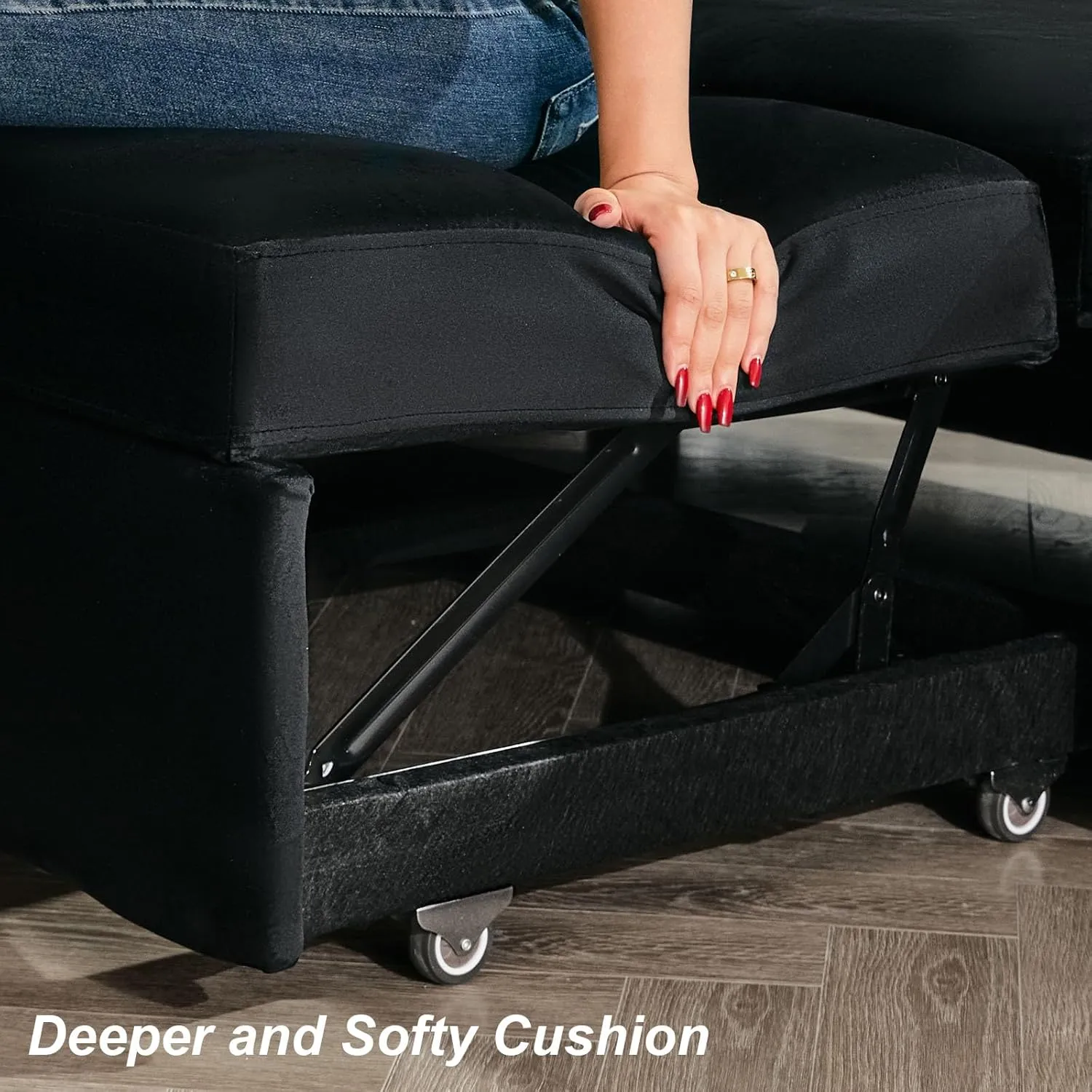 Belffin Modular Sectional Sleeper Sofa with Pull Out Couch, U Shaped Sleeper Pull Out Bed, Convertible Sectional Couches for Living Room, Black