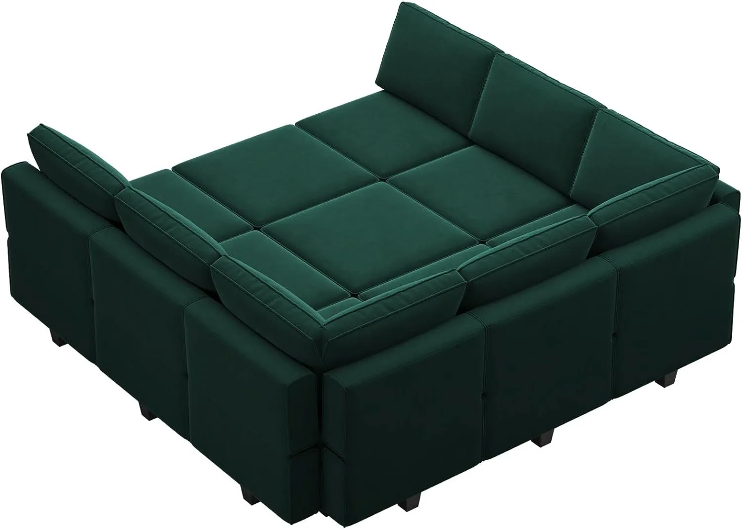 Belffin Modular Sectional Sofa with Ottomans Velvet Reversible Sleeper Sectional Sofa with Chaise Modular Sleeper Sofa Bed with Storage Seat Green