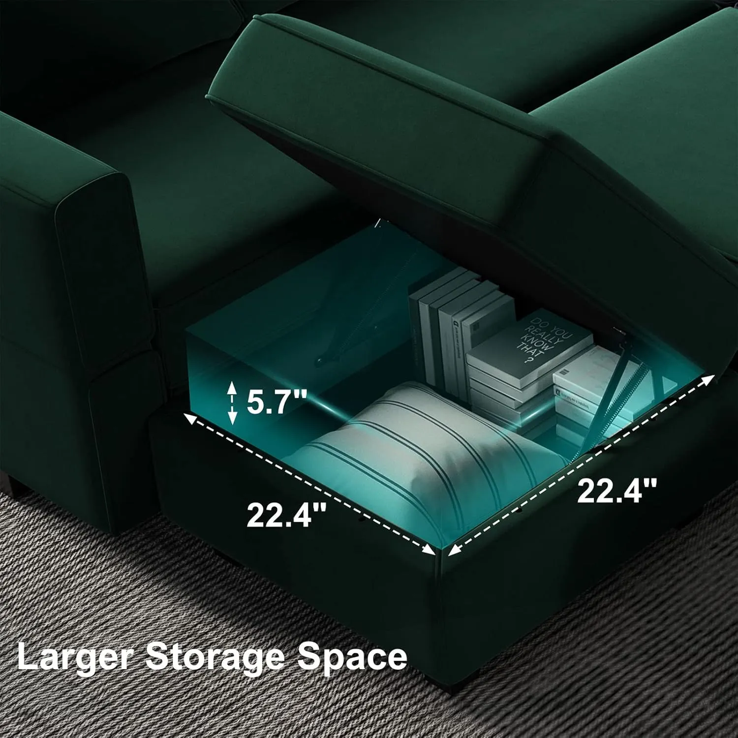 Belffin Modular Sectional Sofa with Ottomans Velvet Reversible Sleeper Sectional Sofa with Chaise Modular Sleeper Sofa Bed with Storage Seat Green
