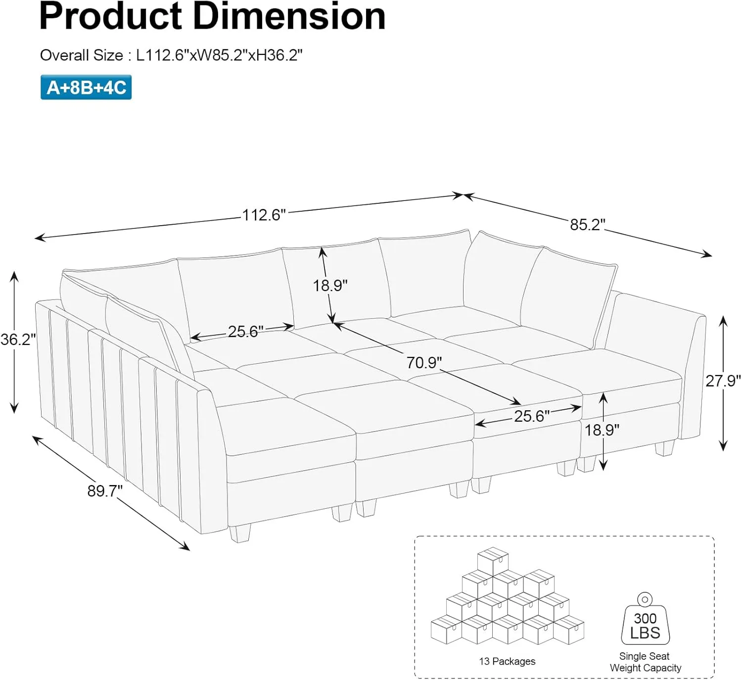 Belffin Oversized Modular Sectional Couch Sleeper Sofa with Storage Velvet Sectional Sofa Bed for Living Room, 12 Seats, Beige