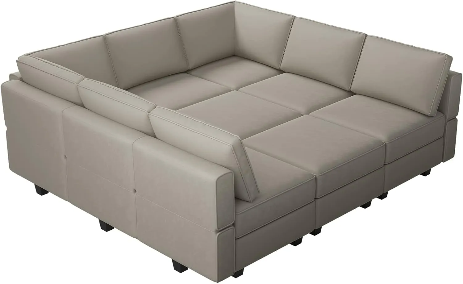 Belffin Reversible Velvet Modular Sectional Sleeper Sofa Bed with Ottomans, Storage and Chaise - Grey