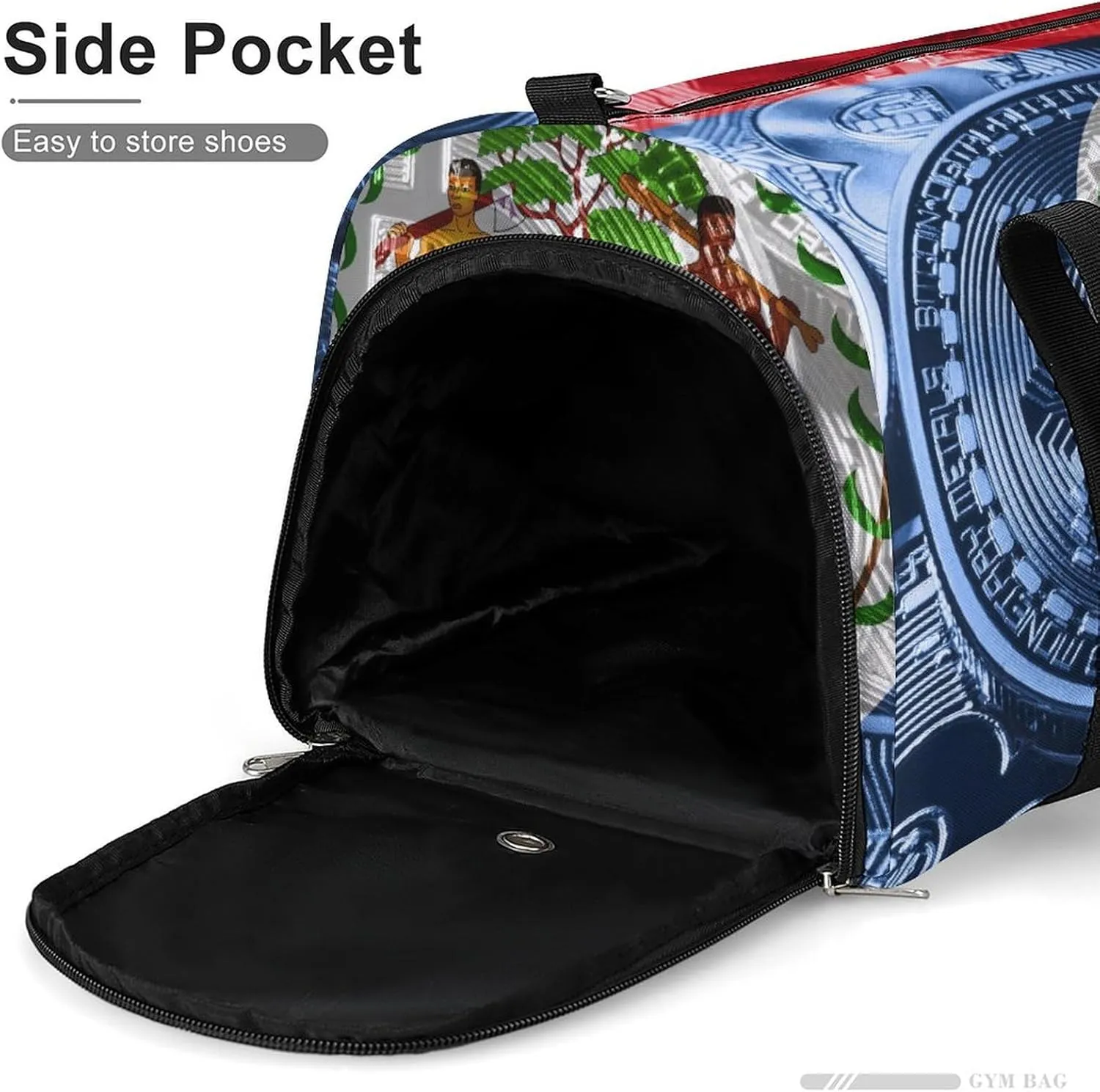Belize Flag Bitcoin Gym Duffel Bag Waterproof with Shoe Compartment for Sports
