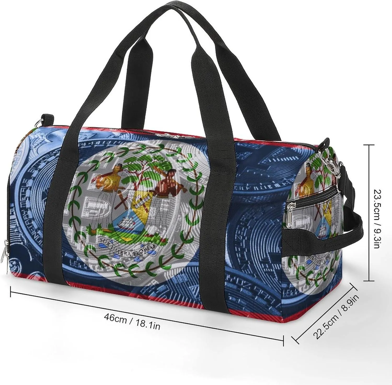 Belize Flag Bitcoin Gym Duffel Bag Waterproof with Shoe Compartment for Sports