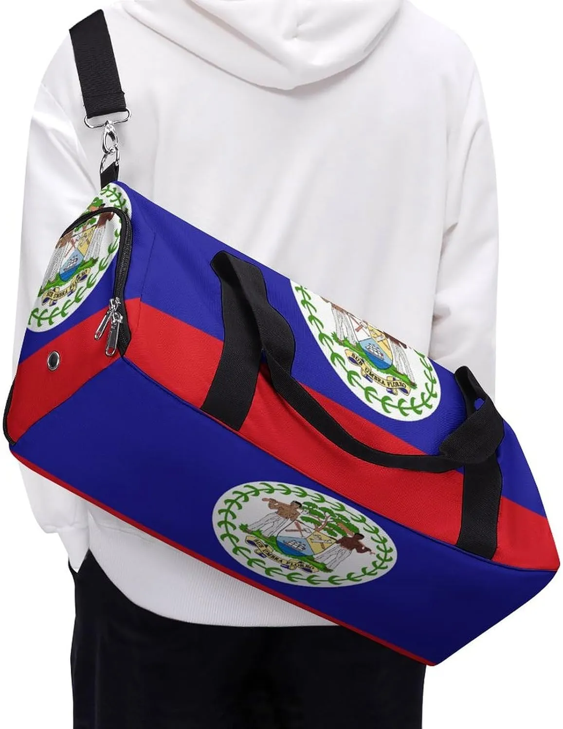 Belize Flag Duffel Bag for Men Women with Shoe Compartment Carry On Tote