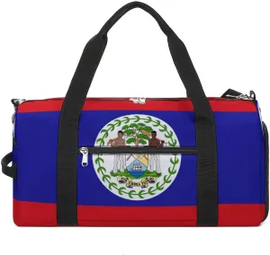 Belize Flag Duffel Bag for Men Women with Shoe Compartment Carry On Tote